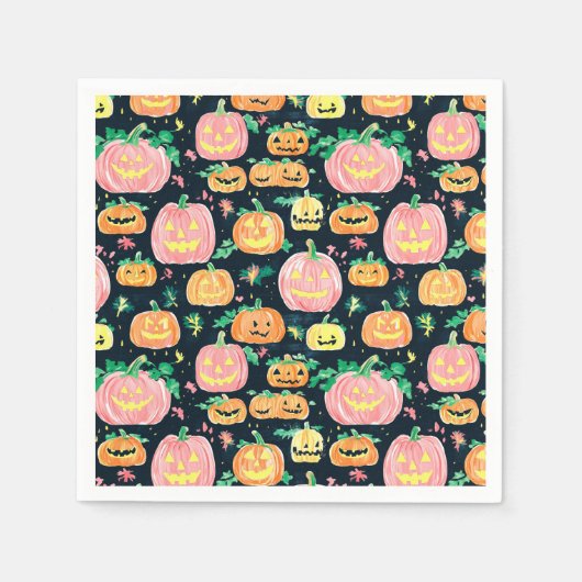 Serviette En Papier Halloween Preppy Jack-O’-Lantern (Devant)