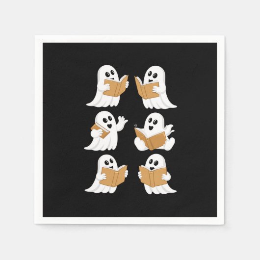 Serviette En Papier Halloween Professeur Ghost Lecture Livres Librairi (Devant)