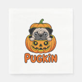 Serviette En Papier Halloween Pugkin, chien Citrouille Carlin (Devant)