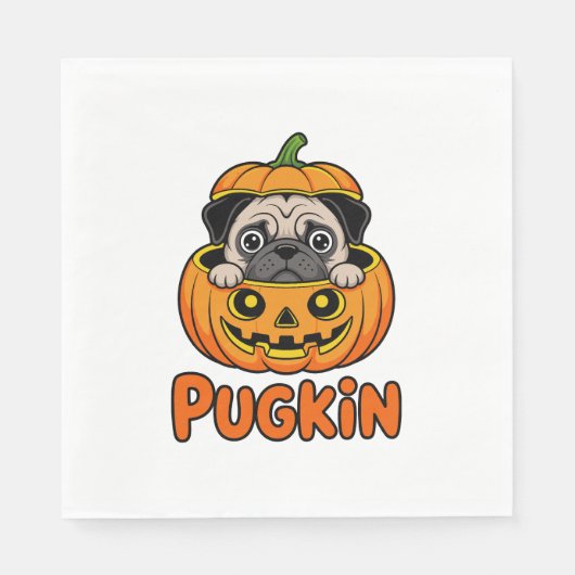 Serviette En Papier Halloween Pugkin, chien Citrouille Carlin (Devant)