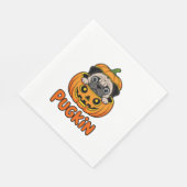 Serviette En Papier Halloween Pugkin, chien Citrouille Carlin (Coin)