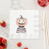 Serviette En Papier Halloween Pumpkin Head in T Shirt (En situation)