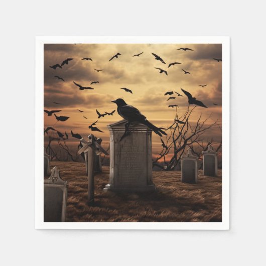 Serviette En Papier Halloween Raven cimetière cimetière gothique (Devant)