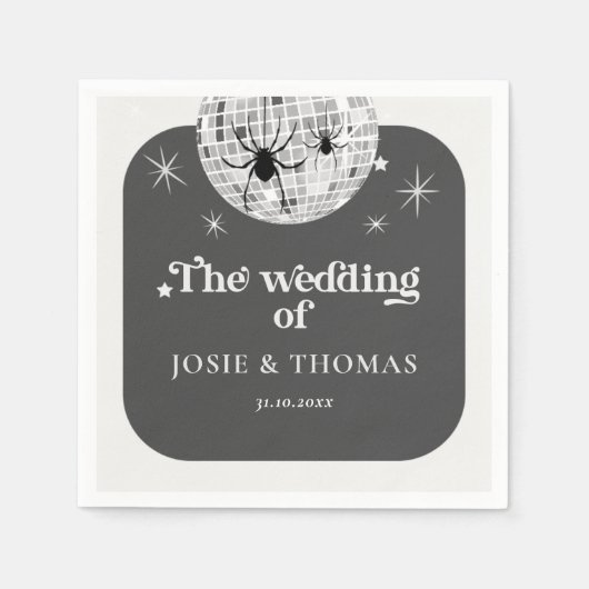 Serviette En Papier Halloween Retro Disco Spiders & Disco Ball Mariage (Devant)