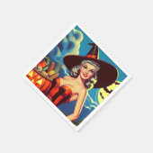 Serviette En Papier Halloween rétro Pin-up sorcière (Coin)