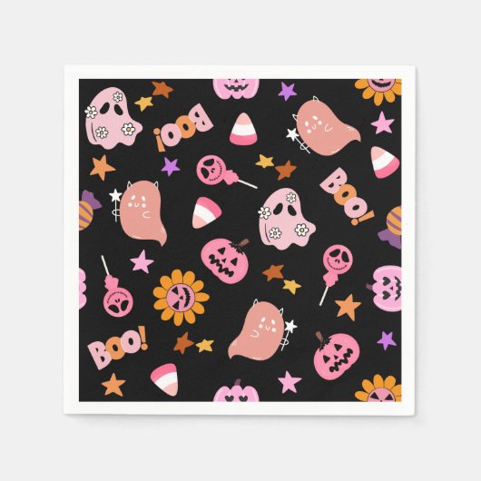 Serviette En Papier Halloween rose (Devant)