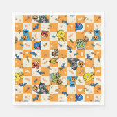 Serviette En Papier Halloween rue Sésame À damiers Motif (Devant)