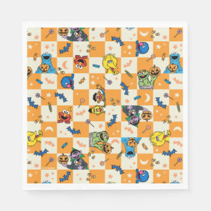 Serviette En Papier Halloween rue Sésame À damiers Motif