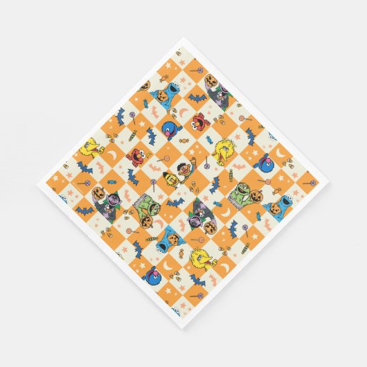 Serviette En Papier Halloween rue Sésame À damiers Motif (Coin)