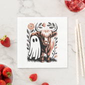 Serviette En Papier Halloween rustique du fantôme de vache des Highlan (En situation)