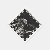 Serviette En Papier Halloween Skeleton noir blanc À damiers (Coin)