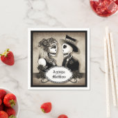 Serviette En Papier Halloween Skeletons Antique Noms Mariage Napkins (En situation)