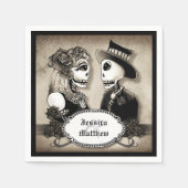 Serviette En Papier Halloween Skeletons Antique Noms Mariage Napkins (Devant)
