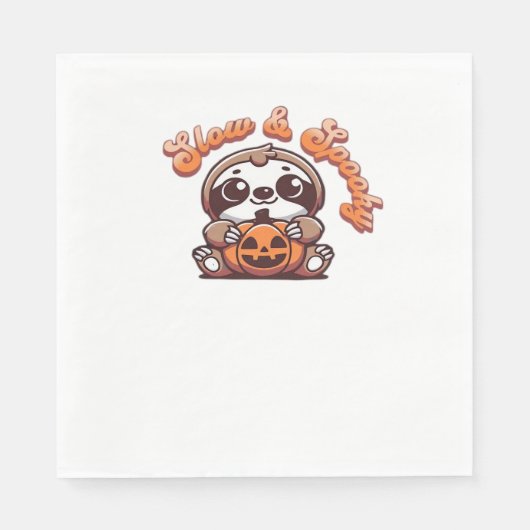 Serviette En Papier Halloween Sloth Lent et Éffrayant mignonne Citroui (Devant)