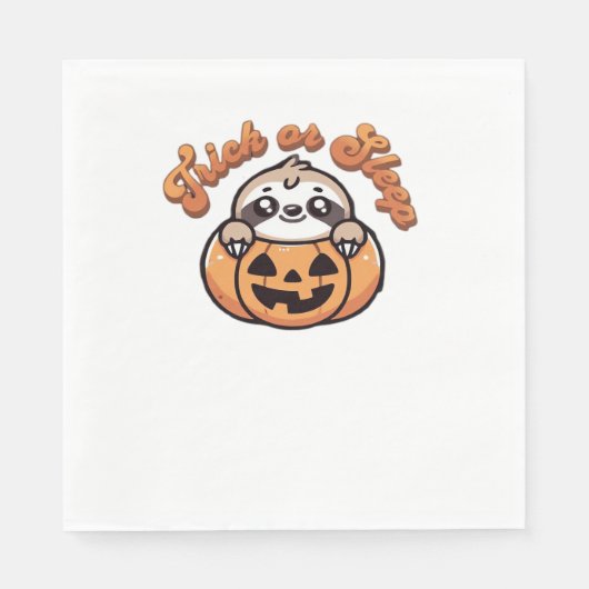 Serviette En Papier Halloween Sloth Trick ou Sleep Jote Slote Citrouil (Devant)