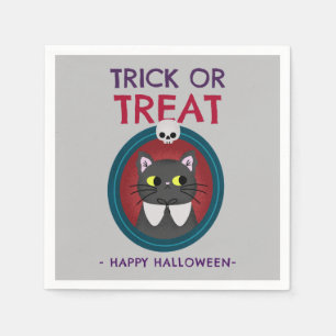 Serviette En Papier Halloween soirée serviette, chat en portrait sur g
