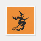 Serviette En Papier Halloween sorcière noir orange papier éffrayant (Devant)