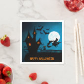 Serviette En Papier Halloween Sorcière Noire Chat Bats Party (En situation)