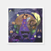 Serviette En Papier Halloween sorcière violet fête d'anniversaire (Devant)
