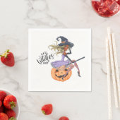 Serviette En Papier Halloween sorcière violette (En situation)