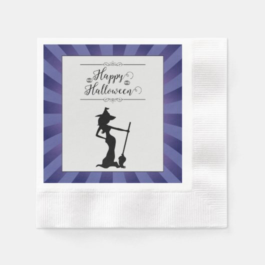 Serviette En Papier Halloween sorcière violette Starburst (Devant)