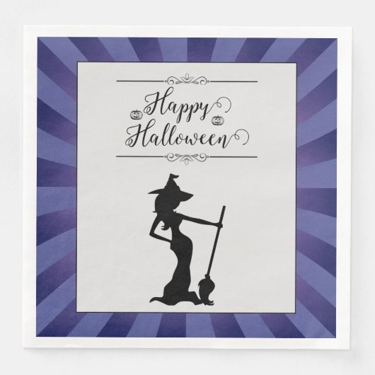 Serviette En Papier Halloween sorcière violette Starburst (Devant)