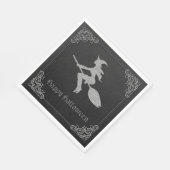 Serviette En Papier Halloween sorcière volante en argent (Coin)