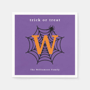 Serviette En Papier Halloween Spider Web Trump ou Treat Monogram