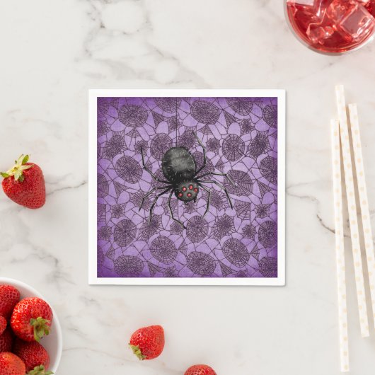 Serviette En Papier Halloween Spider Webs Sur Purple (En situation)