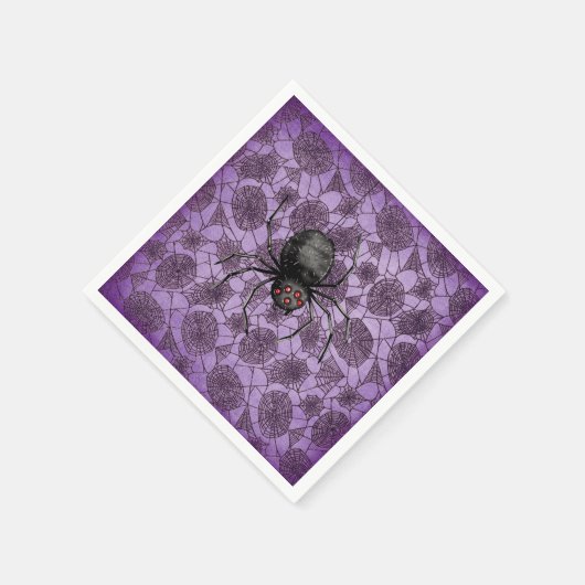 Serviette En Papier Halloween Spider Webs Sur Purple (Coin)