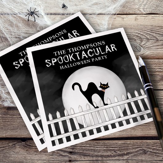 Serviette En Papier Halloween Spooktacular Éffrayant Whimsical Black C