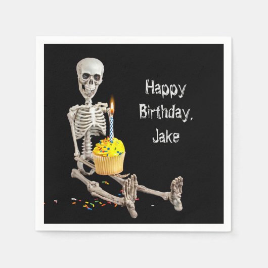 Serviette En Papier Halloween Squelette Anniversaire avec nom (Devant)