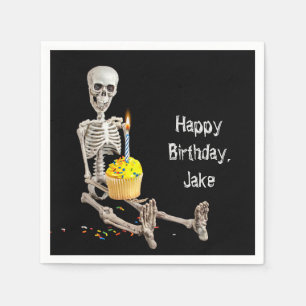 Serviette En Papier Halloween Squelette Anniversaire avec nom