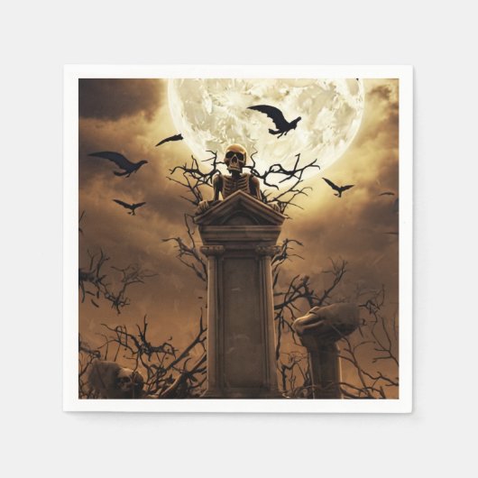 Serviette En Papier Halloween Squelette Crâne cimetière cimetière cime (Devant)