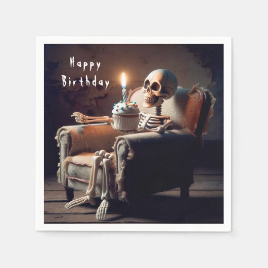 Serviette En Papier Halloween Squelette d'anniversaire (Devant)