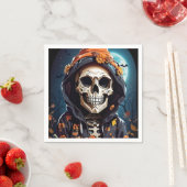 Serviette En Papier Halloween squelette déplaisant (En situation)