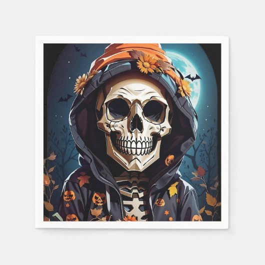 Serviette En Papier Halloween squelette déplaisant (Devant)