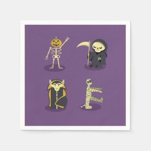 Serviette En Papier Halloween Squelette Dracula Mummy Griffe Reaper