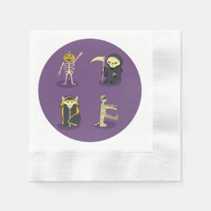 Serviette En Papier Halloween Squelette Dracula Mummy Griffe Reaper