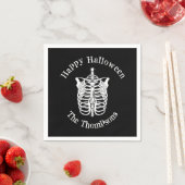 Serviette En Papier Halloween squelette Éffrayant noir et blanc (En situation)