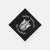 Serviette En Papier Halloween squelette Éffrayant noir et blanc (Coin)