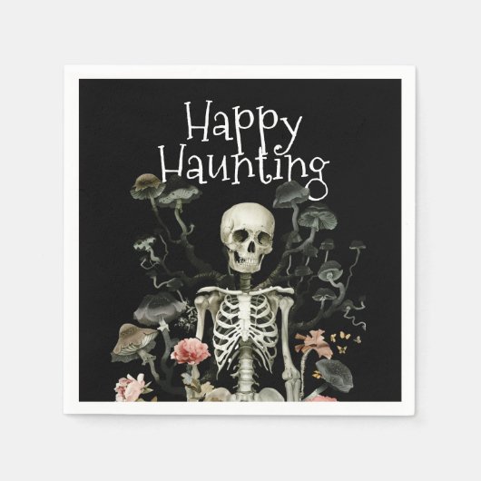 Serviette En Papier Halloween Squelette Haunted Forest Party Noir (Devant)