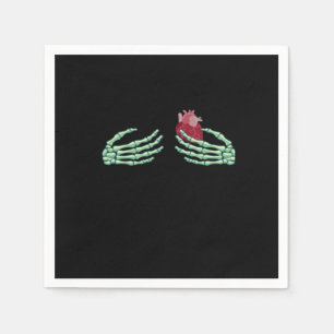 Serviette En Papier Halloween Squelette Mains Avec Coeur Classique