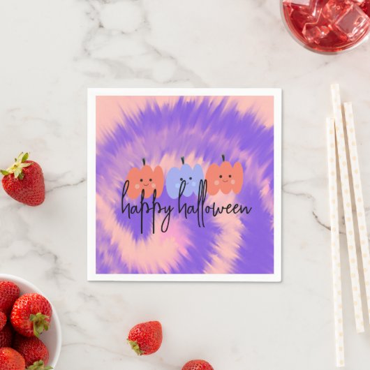 Serviette En Papier Halloween Tie Dye Citrouille main tirée (En situation)