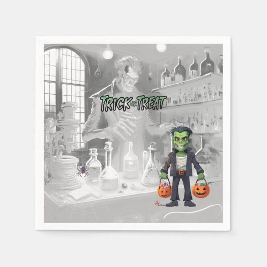 Serviette En Papier Halloween Trick of Treat Frankenstein (Devant)