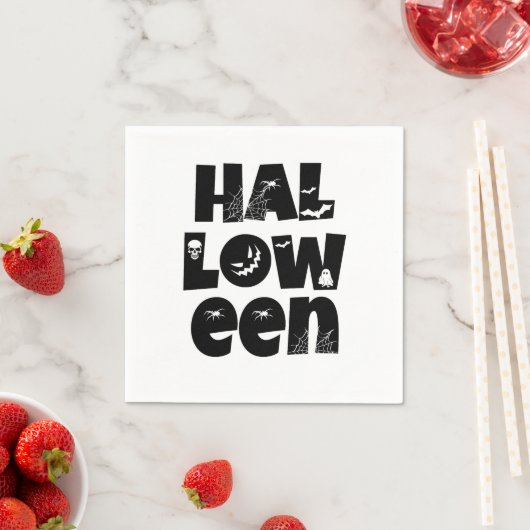 Serviette En Papier Halloween Typography (En situation)