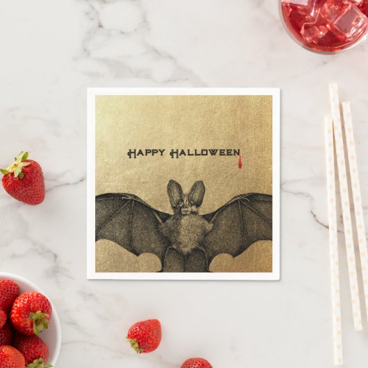 Serviette En Papier Halloween Vampire Bat Or (En situation)