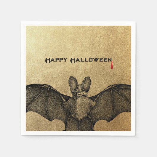 Serviette En Papier Halloween Vampire Bat Or (Devant)