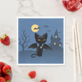 Serviette En Papier Halloween Vampire Chat noir avec ailes (En situation)