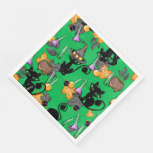 SERVIETTE EN PAPIER HALLOWEEN VERT AVEC DES CHATS NOIRS CUITS (Coin)